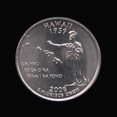 Reverse of Hawaii State Quarter